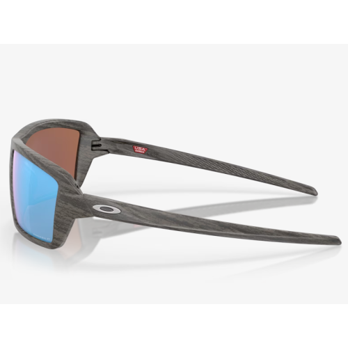 Oakley Cables Sunglasses Woodgrain Frame Prizm Deep Water Polarized Lenses