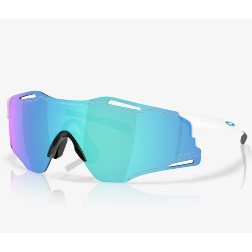 Oakley Cybr Zero Sunglasses Polished White Frame Prizm Sapphire Lenses