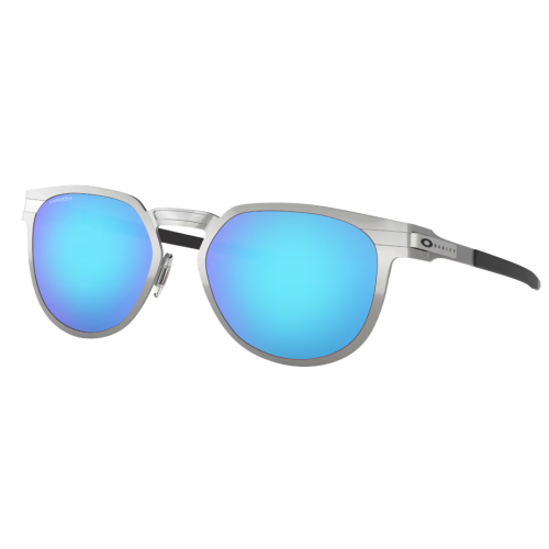 Oakley Diecutter Rectangular Sunglasses Satin Chrome Frame Prizm Sapphire Lenses