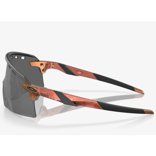Oakley Encoder Strike Sunglasses Matte Red/Gold Colorshift Frame Prizm Black Lenses