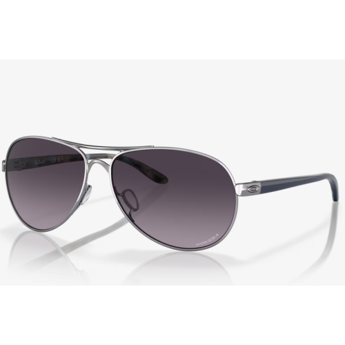 Oakley Feedback Sunglasses Polished Chrome Frame Prizm Grey Gradient Lenses
