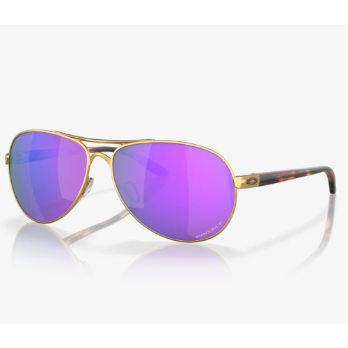 Oakley Feedback Sunglasses Satin Gold Frame Prizm Violet Polarized Lenses
