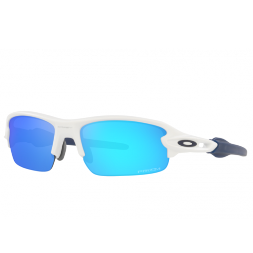 Oakley Flak Sunglasses Matte White Frame Prizm Sapphire Lenses