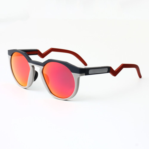 Oakley HSTN Sunglasses Matte Black Red Frame Prizm Ruby Lenses