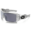 Oakley Oil Rig Sunglasses White With Text Frame Grey Lenses