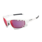 Oakley Men's Racing Jacket White Frame Purple Lens Rectangular 62mm Sunglasses