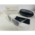 Oakley Unisex Frogskins Clear Frame Purple Lens Rectangular 55mm Sunglasses