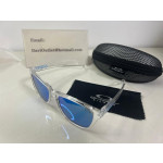 Oakley Unisex Frogskins Clear Frame Sky Blue Lens Rectangular Sunglasses