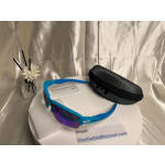 Oakley Men's Flak 2.0 Blue Frame Purple Lens Semi Rimless 59mm Sunglasses