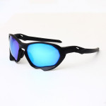 Oakley Plazma Low Bridge Fit Sunglasses Black Frame Sky Blue Lens