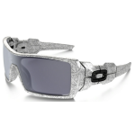 Oakley Oil Rig Sunglasses White With Text Frame Grey Lenses