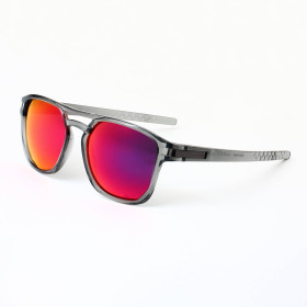 Oakley Latch Beta OO9436 Grey Transparent Sunglasses PRIZM Red Lens