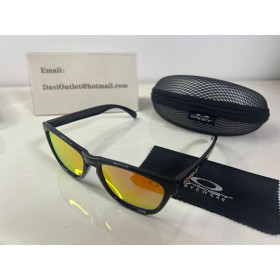 Oakley Unisex Frogskins Black Frame Yellow Lens Rectangular 55mm Sunglasses