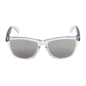 Oakley Unisex Frogskins Clear Frame Silver Lens Rectangular 55mm Sunglasses