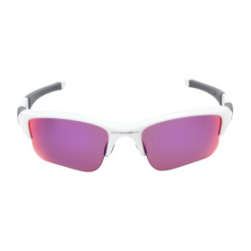 Oakley Men's Flak White Frame Purple Lens Rectangular 63mm Sunglasses