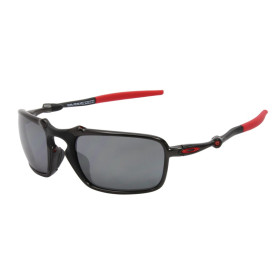 Oakley Men's Badman Black Frame Silver Lens Rectangular 60mm Polarized Sunglasses