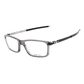 Oakley Unisex Pitchman Gray Frame Transparent Lens Rectangular 55mm Glasses