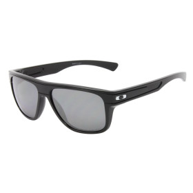 Oakley Men's Breadbox Black Frame Silver Lens Rectangular 56mm Polarized Sunglasses
