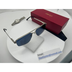 Cartier Metal Santos de Cartier Pilot Sunglasses Blue lens