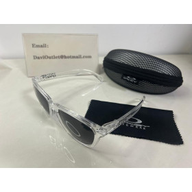 Oakley Unisex Frogskins Clear Frame Black Lens Rectangular Sunglasses