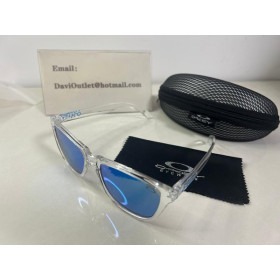 Oakley Unisex Frogskins Clear Frame Sky Blue Lens Rectangular Sunglasses