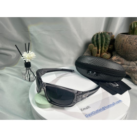 Oakley Men's Valve Gray Frame Black Lens Rectangular 60mm Sunglasses