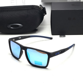 Oakley Men's Square Full Frame Polarized Black Sunglasses Blue Lenses