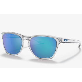 Oakley Manorburn Sunglasses Polished Clear Frame Prizm Sapphire Lenses